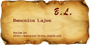 Bencsics Lajos névjegykártya